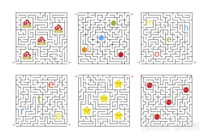 一个入口一个出口. 迷宫难题. 在白色背景上隔离的平面矢量插图.