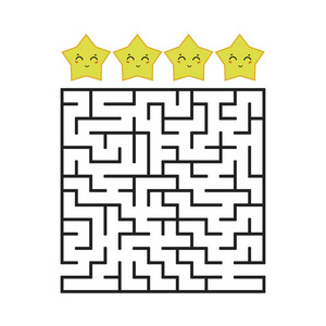 有入口和出口的彩色方形迷宫. 困难程度. 可爱的托恩.