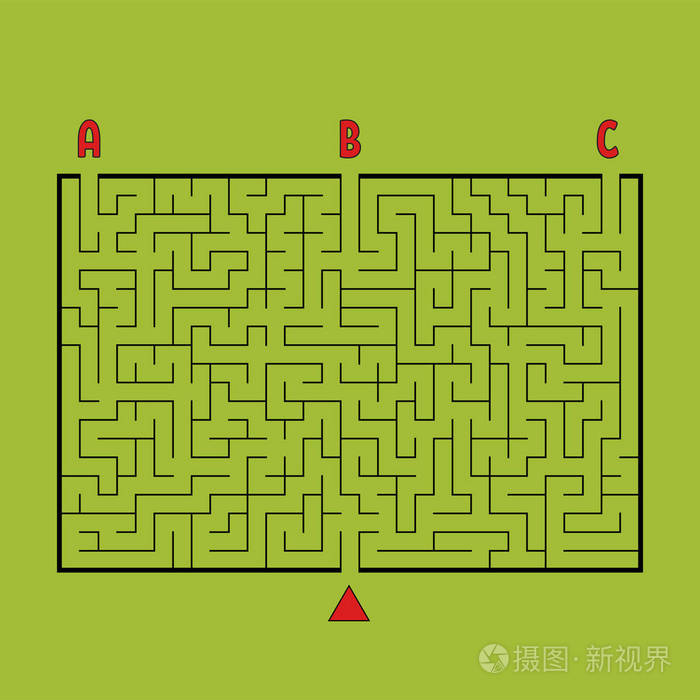 抽象长方形大迷宫. 儿童和成年人的游戏. 儿童拼图. 找到正确的出路.