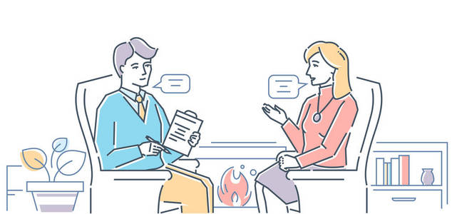 心理学家-现代线设计样式向量例证照片