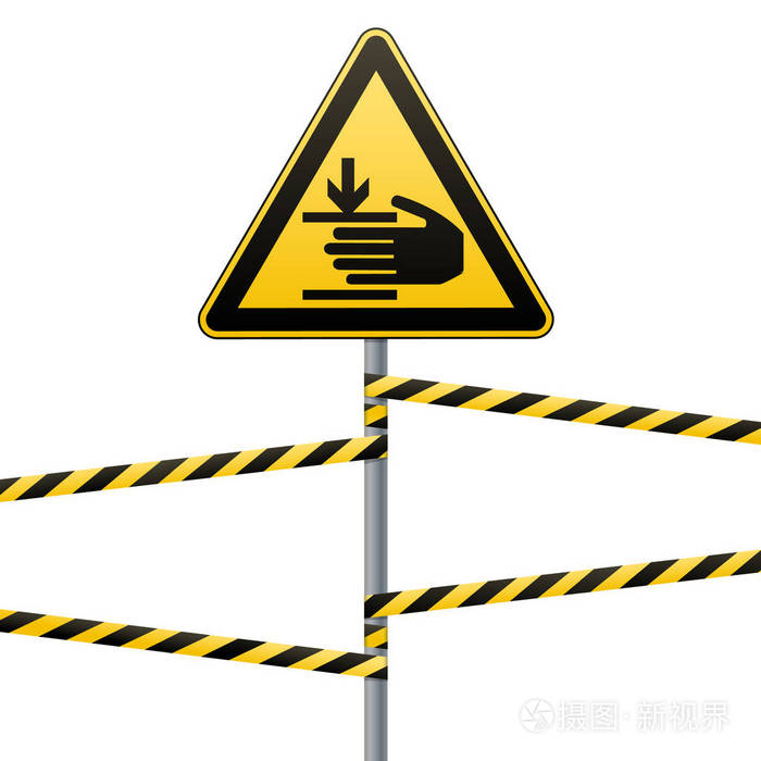小心, 手可能会受伤.注意是危险的.警告标志安全.