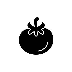  white vector illustration of tomato vegetable. Flat icon of fre