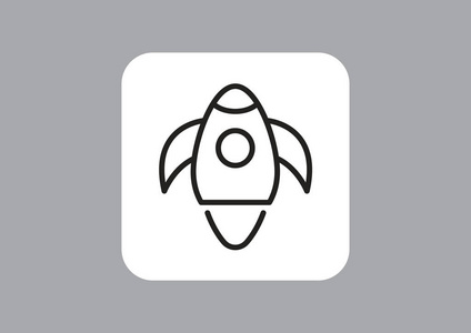 简单的网页图标与飞行火箭
