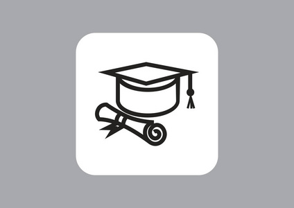毕业帽和文凭平面图标矢量插图