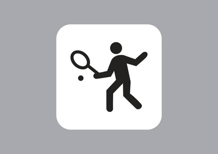 网球运动员平面图标矢量插图