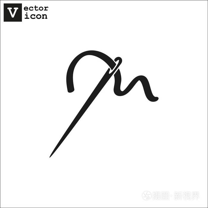 缝纫针标志矢量插图