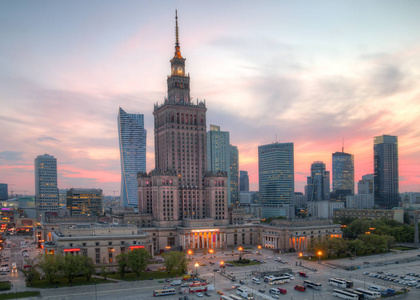 市中心的景色。 华沙波兰。