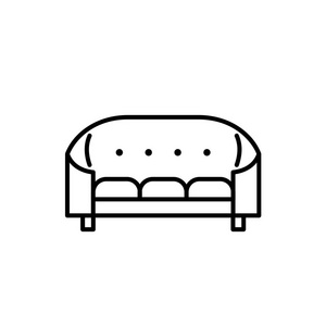  white vector illustration of cabriole. Tufted vintage sofa. Lin