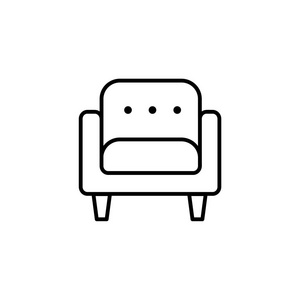  white vector illustration of comfortable soft armchair. Line ic