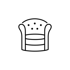  white vector illustration of round armchair with high back. Lin