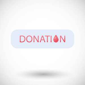 献血矢量平面图捐赠标志平面设计，白色背景矢量插图上孤立的圆形阴影