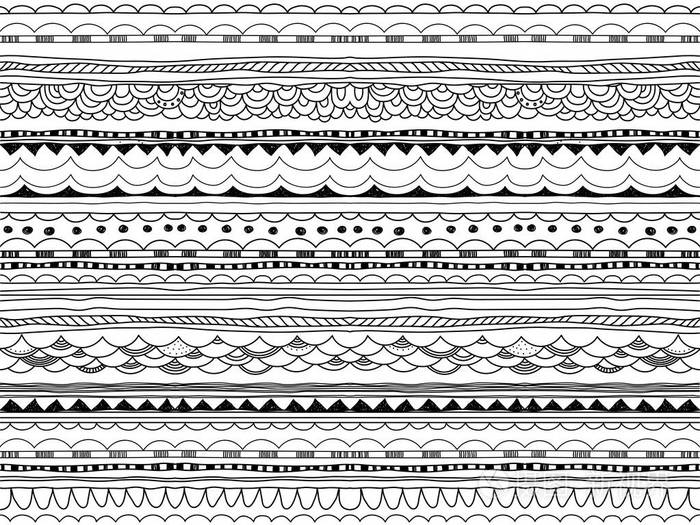 季节性装饰品涂鸦图案装饰设计元素丝带边框分隔图案设置手绘笔划线条