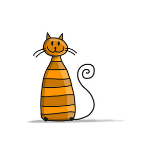 可爱条纹猫咪，为您设计素描