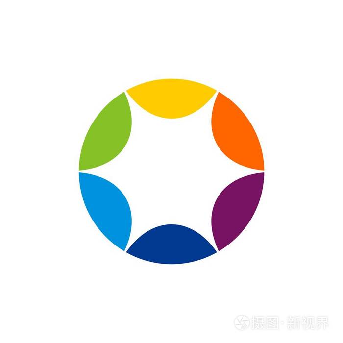 彩色抽象圆圈标志模板白色背景