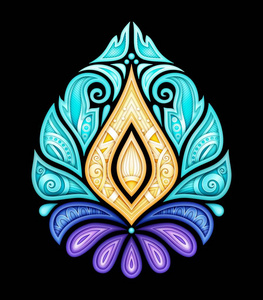 民族抽象对称对象. 花卉图案佩斯利花园风格. 现实的复杂装饰.