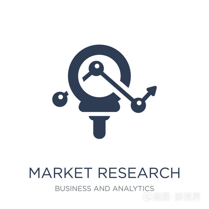 市场研究图标。时尚平面矢量市场研究图标白色背景从商业和分析收集，矢量插图可用于网络和移动，eps10插画-正版商用图片142a2b-摄图新视界