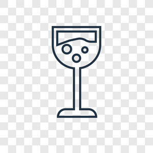 带有葡萄酒图标的玻璃在时尚的设计风格。玻璃与葡萄酒图标隔离在透明的背景上。玻璃与葡萄酒矢量图标简单和现代平面符号的网站，移动，标