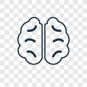 时尚设计风格的人脑图标。在透明背景上分离的人脑图标。人脑矢量图标简单现代平面符号为网站，移动，标志，应用程序，UI。人脑图标矢量