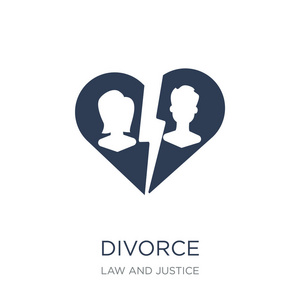 离婚偶像。 时尚的平面矢量离婚图标白色背景从法律和司法收集矢量插图可用于网络和移动eps10