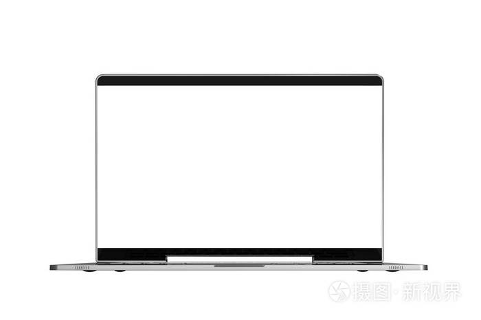 笔记本电脑金属颜色与空白屏幕模拟隔离和裁剪路径上的白色背景。 三维渲染。