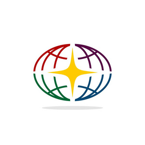 彩色椭圆形地球标志模板照片