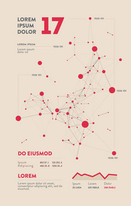 未来主义的信息图。 信息美学设计。 复杂数据线程图形可视化。 抽象数据图。 矢量插图