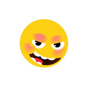 矢量. 风格化的人脸平面插图. 圆形标志. 表情黄色悲伤的脸.