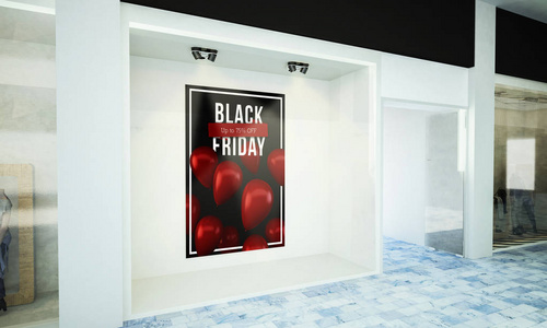 海报黑色星期五出售店面3D渲染