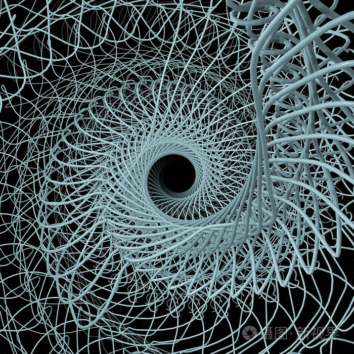 漩涡在正方形围绕中心旋转的旋转线的三维渲染