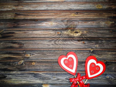 s day red heart gift copy space on wooden background
