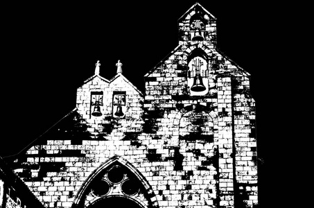 西班牙帕伦西亚一座教堂的黑白轮廓