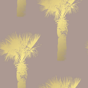 金色无缝图案搭配棕榈树，设计元素..请柬贺卡印刷品礼品包装制造纺织织物壁纸等