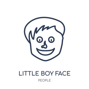 小男孩脸线性符号设计从人们收集.