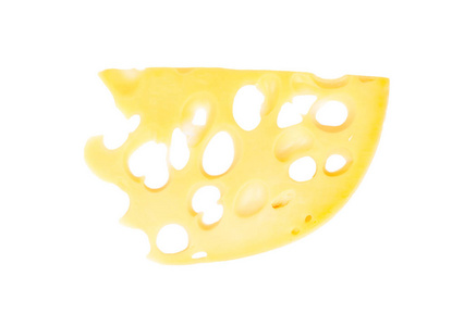 白色背景顶部有洞的薄片奶酪图片