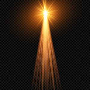 圣诞星的光芒来自星星。 光线指向路。 抽象耀斑光线的矢量图。 一组恒星的光线辐射光线和亮度。
