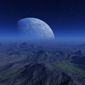 3D渲染空间艺术外星行星幻想景观