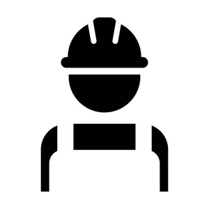 建筑工人图标矢量男性服务人员简介化身硬帽头盔在字形象形图
