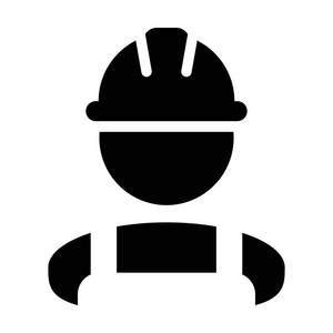 工人图标矢量男性建筑服务人员简介化身硬帽头盔在字形象形文字插图