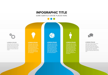 由三个颜色内容块组成的矢量多用途信息图模板
