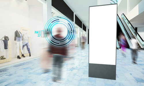 商场数码广告模型三维渲染图片