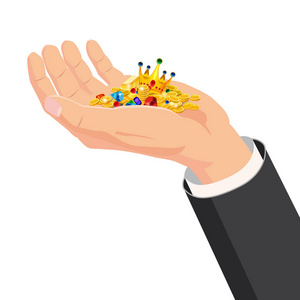 卡通风格.送货,胜利,圣诞节假期,生日,订婚,婚礼的概念.