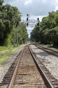 夏菲尔德佛罗里达美国2018年铁路信号和轨道通过北佛罗里达农村。
