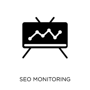 SEO监控图标。 SEO监控符号设计从SEO收集。 白色背景上的简单元素矢量插图。