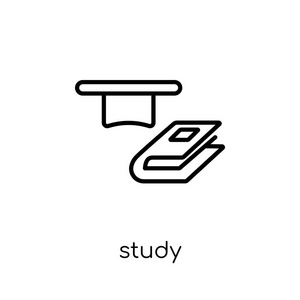 学习图标。 时尚现代平面线性矢量研究图标白色背景从细线e学习和教育收集可编辑轮廓笔画矢量插图。