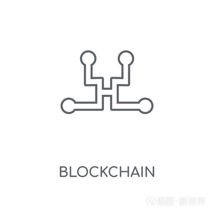区块链线性图标区块链概念笔画符号设计薄图形元素矢量插图轮廓图案在