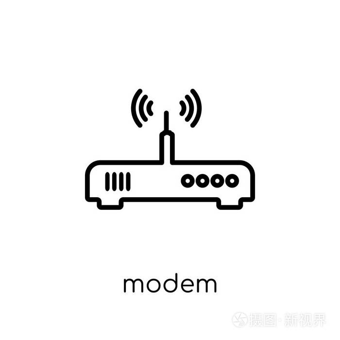 调制解调器图标时尚现代平面线性矢量调制解调器图标白色背景从细线