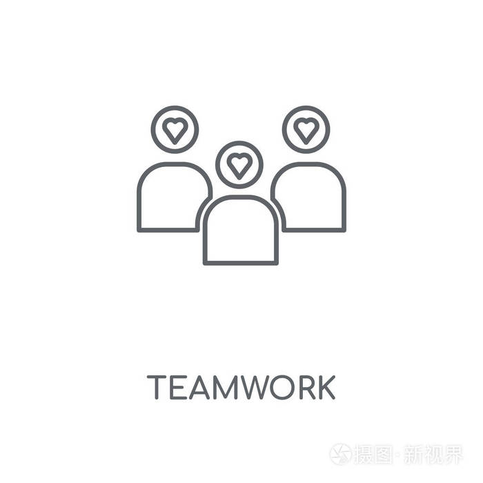 团队合作线性图标团队合作概念笔画符号设计薄图形元素矢量插图轮廓