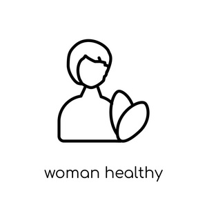 女性健康治疗图标。 时尚现代平面线性矢量女性健康治疗图标白色背景从细线女士收集可编辑轮廓笔画矢量插图。
