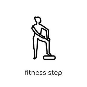 健身步骤图标。 时尚现代平面线性矢量健身步骤图标白色背景从细线健身房和健身收集可编辑轮廓笔画矢量插图。