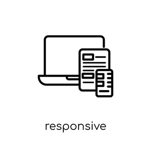 响应图标。 时尚的现代平面线性矢量响应图标白色背景从细线编程可编辑轮廓笔画矢量插图。